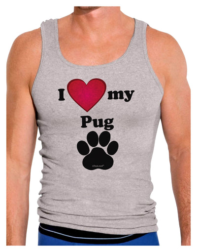 I Heart My Pug Mens Ribbed Tank Top by TooLoud-Mens Ribbed Tank Top-TooLoud-Heather-Gray-Small-Davson Sales