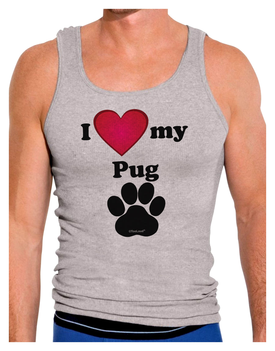 I Heart My Pug Mens Ribbed Tank Top by TooLoud-Mens Ribbed Tank Top-TooLoud-White-Small-Davson Sales
