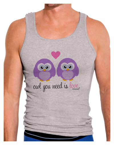 Owl You Need Is Love - Purple Owls Mens Ribbed Tank Top by TooLoud-Mens Ribbed Tank Top-TooLoud-Heather-Gray-Small-Davson Sales
