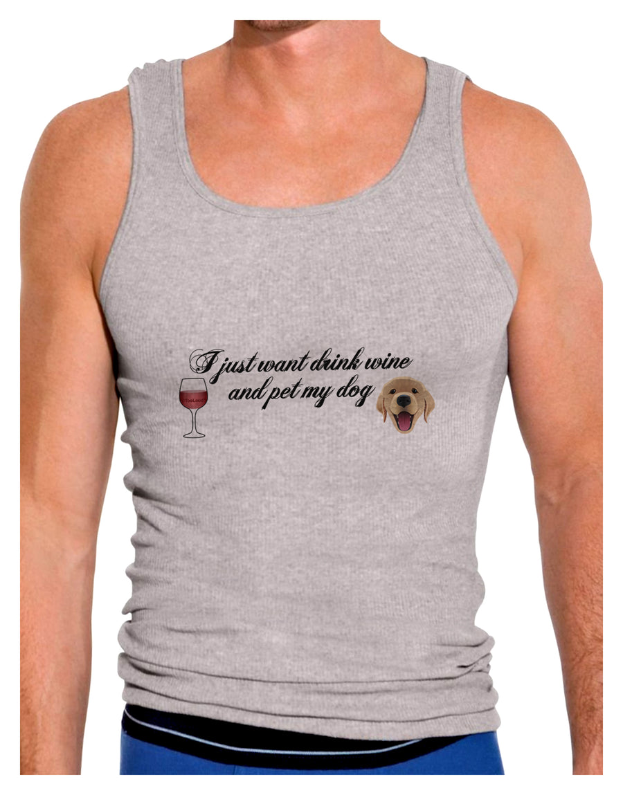 I Just Want To Drink Wine And Pet My Dog Mens Ribbed Tank Top by TooLoud-Mens Ribbed Tank Top-TooLoud-White-Small-Davson Sales