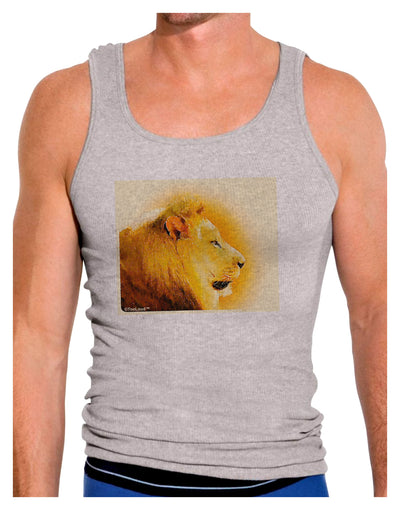 Lion Watercolor 3 Mens Ribbed Tank Top-Mens Ribbed Tank Top-TooLoud-Heather-Gray-Small-Davson Sales