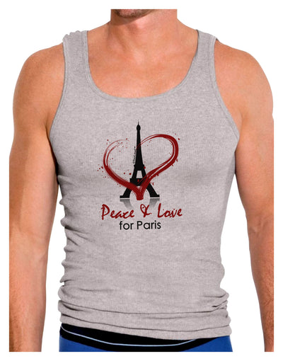 Peace & Love For Paris Mens Ribbed Tank Top-Mens Ribbed Tank Top-TooLoud-Heather-Gray-Small-Davson Sales