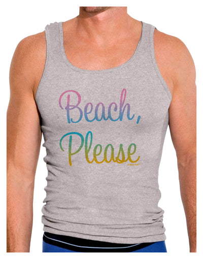 Beach Please - Summer Colors Mens Ribbed Tank Top-Mens Ribbed Tank Top-TooLoud-Heather-Gray-Small-Davson Sales