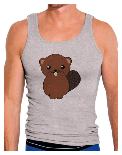 Cute Beaver Mens Ribbed Tank Top-Mens Ribbed Tank Top-TooLoud-Heather-Gray-Small-Davson Sales