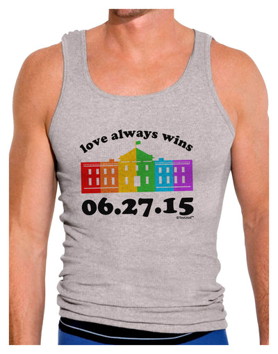 Love Always Wins with Date - Marriage Equality Mens Ribbed Tank Top-Mens Ribbed Tank Top-TooLoud-Heather-Gray-Small-Davson Sales