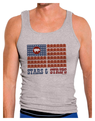 American Bacon Flag - Stars and Strips Mens Ribbed Tank Top-Mens Ribbed Tank Top-TooLoud-Heather-Gray-Small-Davson Sales