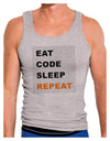 Eat Sleep Code Repeat Mens Ribbed Tank Top by TooLoud-Mens Ribbed Tank Top-TooLoud-Heather-Gray-Small-Davson Sales