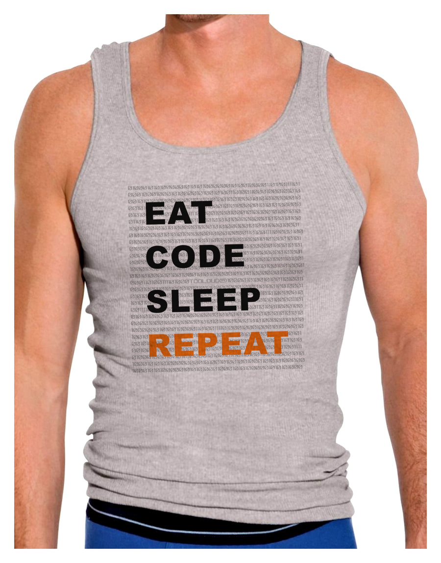 Eat Sleep Code Repeat Mens Ribbed Tank Top by TooLoud-Mens Ribbed Tank Top-TooLoud-White-Small-Davson Sales
