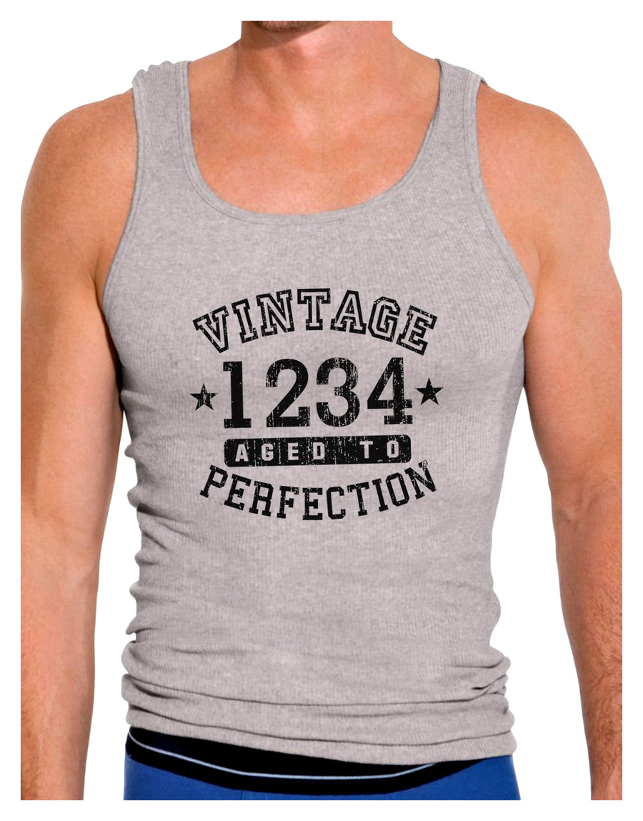 Personalized Vintage Birth Year Distressed Mens Ribbed Tank Top by TooLoud-Mens Ribbed Tank Top-TooLoud-White-Small-Davson Sales