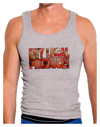 Buy Local Produce Tomatoes Text Mens Ribbed Tank Top-Mens Ribbed Tank Top-TooLoud-Heather-Gray-Small-Davson Sales