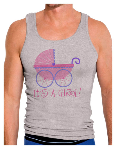 It's a Girl - Baby Carriage Mens Ribbed Tank Top-Mens Ribbed Tank Top-TooLoud-Heather-Gray-Small-Davson Sales