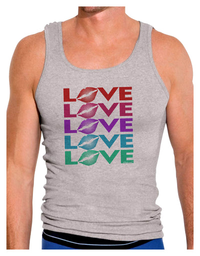 Colorful Love Kisses Mens Ribbed Tank Top-Mens Ribbed Tank Top-TooLoud-Heather-Gray-Small-Davson Sales