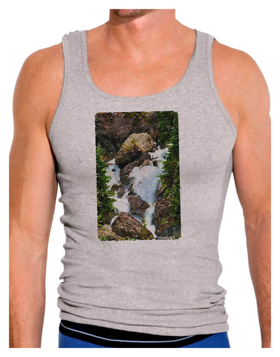 TooLoud Waterfall Watercolor Mens Ribbed Tank Top-Mens Ribbed Tank Top-TooLoud-Heather-Gray-Small-Davson Sales