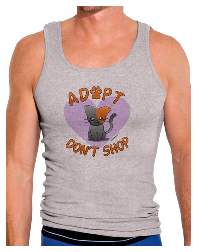 Adopt Don't Shop Cute Kitty Mens Ribbed Tank Top-Mens Ribbed Tank Top-TooLoud-Heather-Gray-Small-Davson Sales