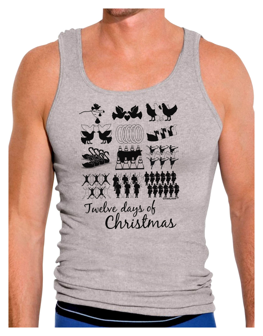 TooLoud Twelve Days of Christmas Text Mens Ribbed Tank Top-Mens Ribbed Tank Top-TooLoud-White-Small-Davson Sales