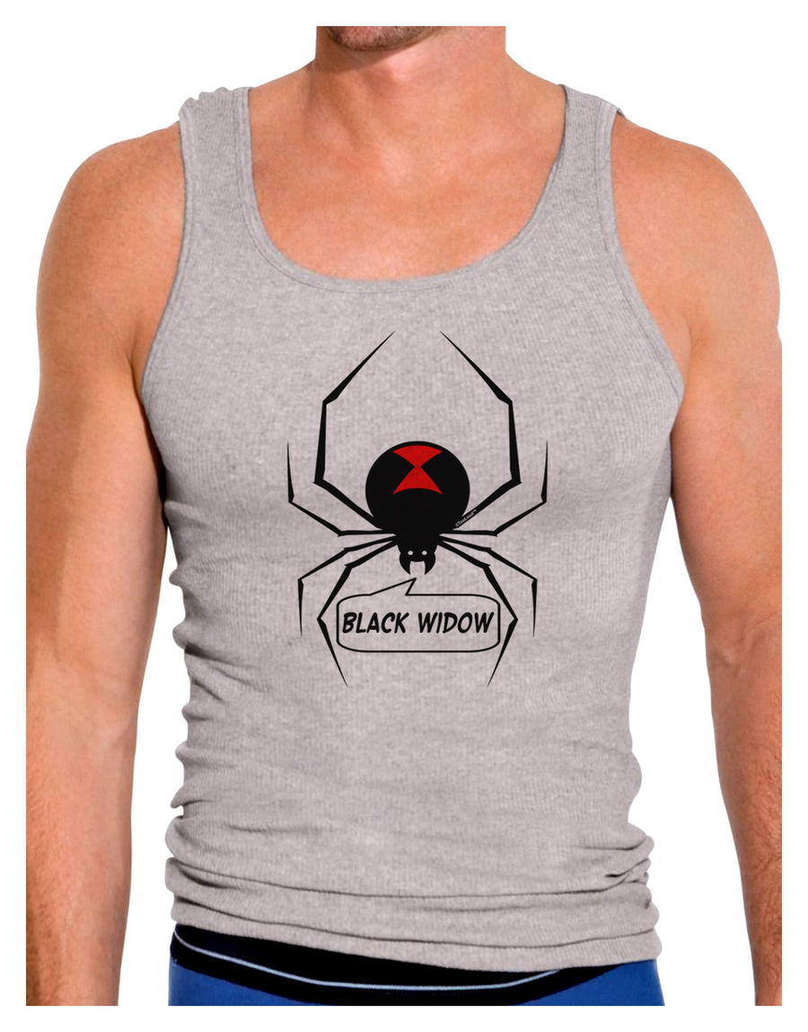Black Widow Spider Design - Text Mens Ribbed Tank Top-Mens Ribbed Tank Top-TooLoud-White-Small-Davson Sales