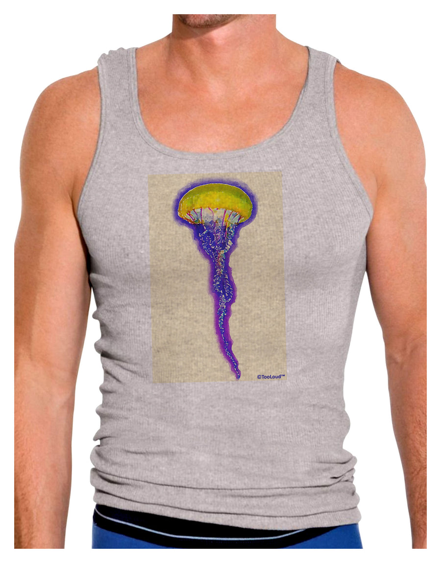 Jellyfish Outlined in Purple Watercolor Mens Ribbed Tank Top-Mens Ribbed Tank Top-TooLoud-White-Small-Davson Sales