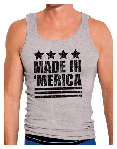 Made in Merica - Stars and Stripes Design Mens Ribbed Tank Top-Mens Ribbed Tank Top-TooLoud-Heather-Gray-Small-Davson Sales