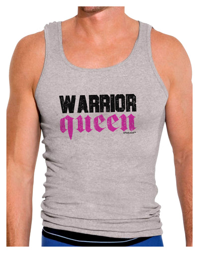 TooLoud Warrior Queen Pink Script Mens Ribbed Tank Top-Mens Ribbed Tank Top-TooLoud-Heather-Gray-Small-Davson Sales