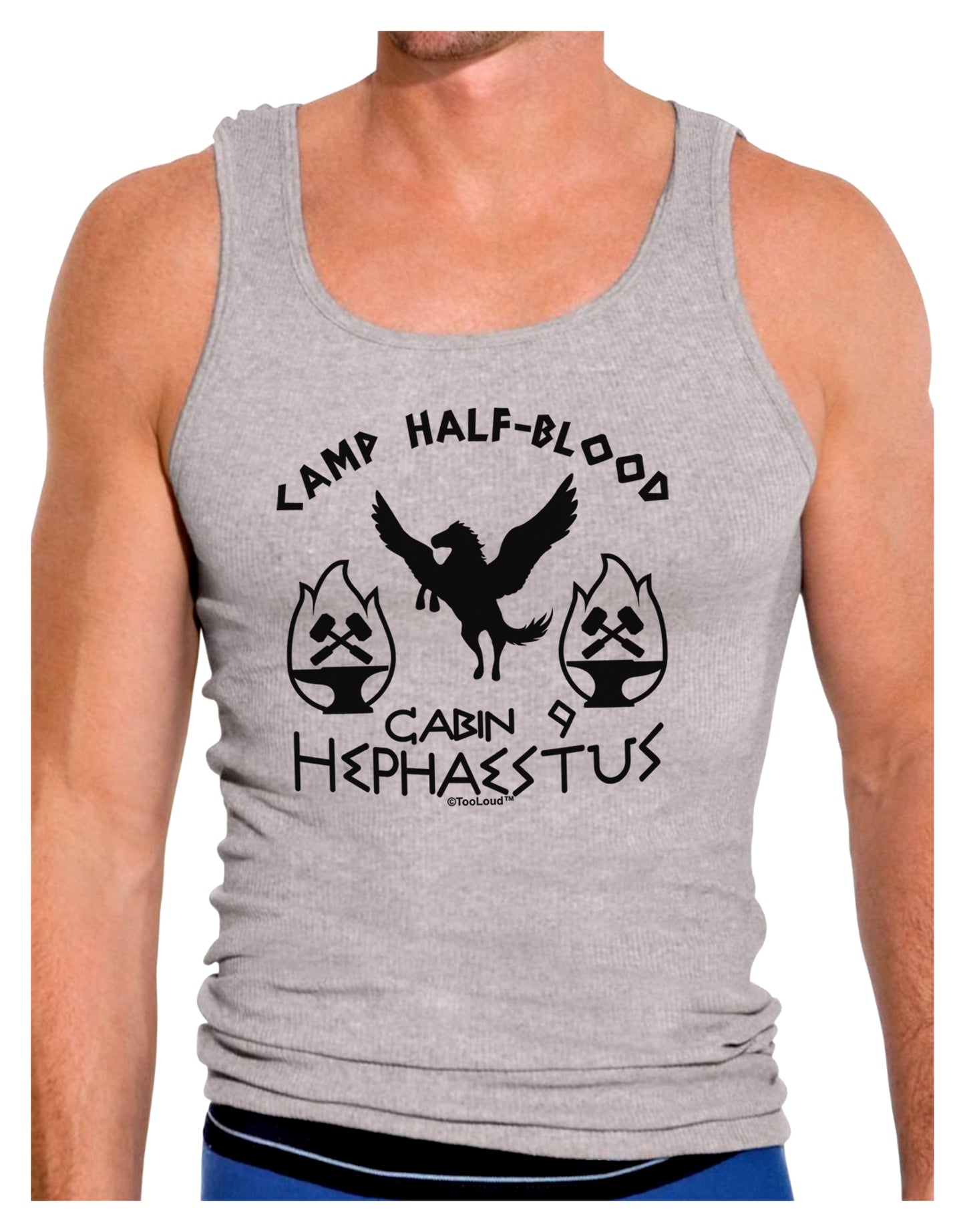 Cabin 9 Hephaestus Half Blood Mens Ribbed Tank Top-Mens Ribbed Tank Top-TooLoud-Heather-Gray-Small-Davson Sales