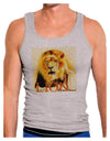 Lion Watercolor 4 Text Mens Ribbed Tank Top-Mens Ribbed Tank Top-TooLoud-Heather-Gray-Small-Davson Sales