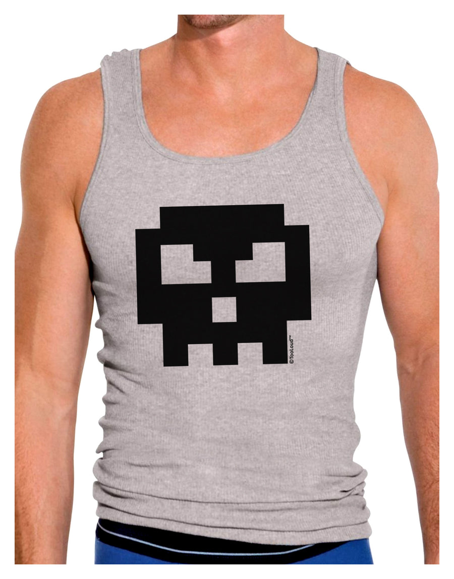 Retro 8-Bit Skull Mens Ribbed Tank Top-Mens Ribbed Tank Top-TooLoud-White-Small-Davson Sales