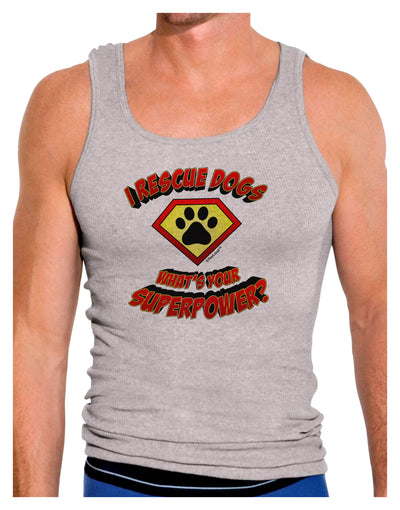 Rescue Dogs - Superpower Mens Ribbed Tank Top-Mens Ribbed Tank Top-TooLoud-Heather-Gray-Small-Davson Sales