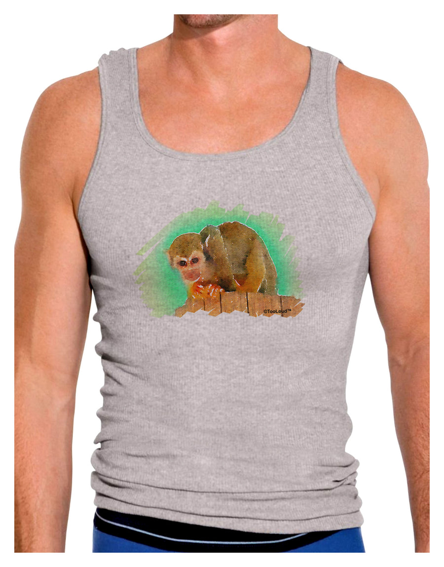 Squirrel Monkey Watercolor Mens Ribbed Tank Top-Mens Ribbed Tank Top-TooLoud-White-Small-Davson Sales