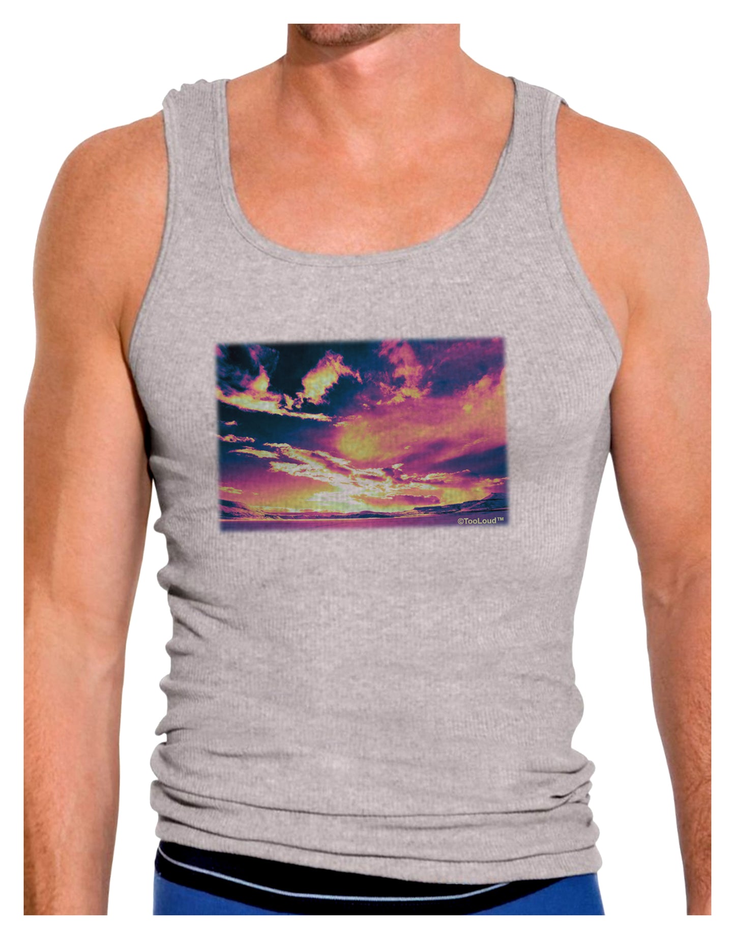 Blue Mesa Reservoir Surreal Mens Ribbed Tank Top-Mens Ribbed Tank Top-TooLoud-Heather-Gray-Small-Davson Sales