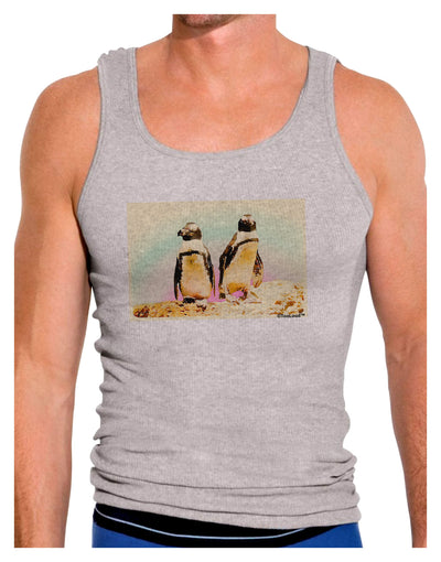 Magellanic Penguin Watercolor Mens Ribbed Tank Top-Mens Ribbed Tank Top-TooLoud-Heather-Gray-Small-Davson Sales