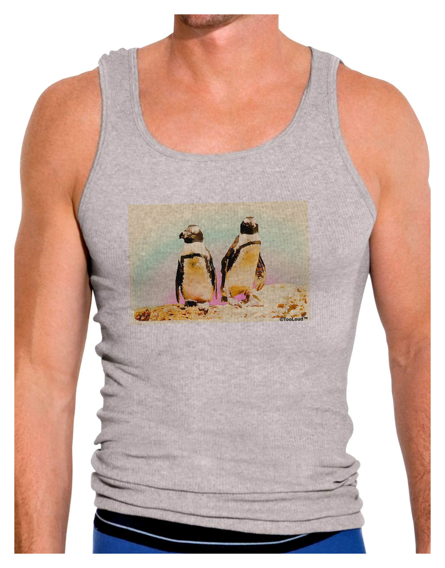 Magellanic Penguin Watercolor Mens Ribbed Tank Top-Mens Ribbed Tank Top-TooLoud-White-Small-Davson Sales