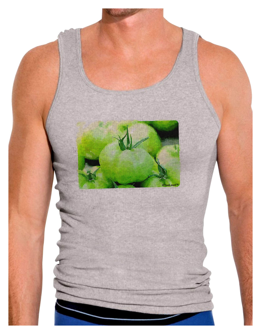 Watercolor Green Tomatoes Mens Ribbed Tank Top-Mens Ribbed Tank Top-TooLoud-White-Small-Davson Sales