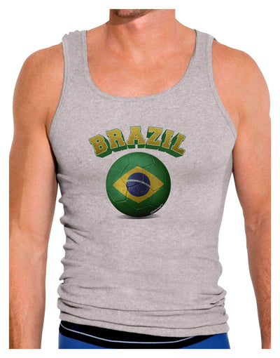 Soccer Ball Flag - Brazil Mens Ribbed Tank Top-Mens Ribbed Tank Top-TooLoud-Heather-Gray-Small-Davson Sales