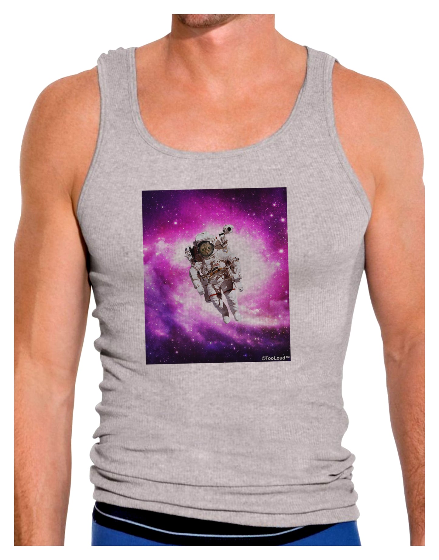 Astronaut Cat Mens Ribbed Tank Top-Mens Ribbed Tank Top-TooLoud-Heather-Gray-Small-Davson Sales