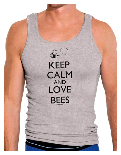 Keep Calm and Love Bees Mens Ribbed Tank Top-Mens Ribbed Tank Top-TooLoud-Heather-Gray-Small-Davson Sales