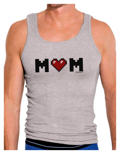 Mom Pixel Heart Mens Ribbed Tank Top-Mens Ribbed Tank Top-TooLoud-Heather-Gray-Small-Davson Sales