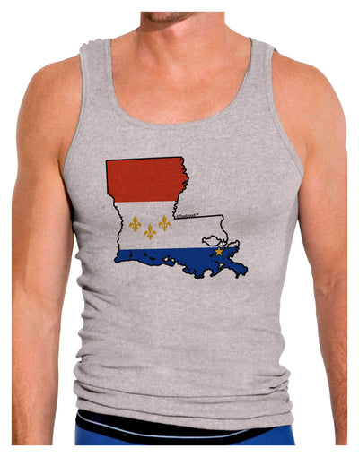 New Orleans Louisiana Flag Mens Ribbed Tank Top-Mens Ribbed Tank Top-TooLoud-Heather-Gray-Small-Davson Sales