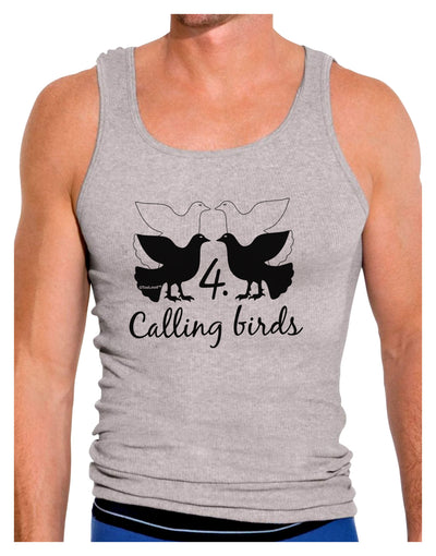 Four Calling Birds Text Mens Ribbed Tank Top-Mens Ribbed Tank Top-TooLoud-Heather-Gray-Small-Davson Sales