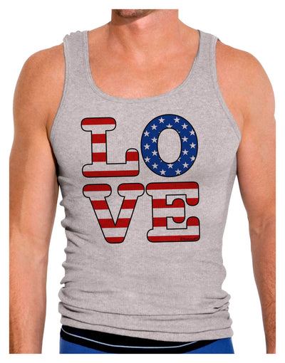 American Love Design Mens Ribbed Tank Top by TooLoud-Mens Ribbed Tank Top-TooLoud-Heather-Gray-Small-Davson Sales