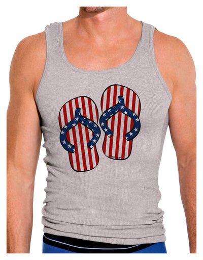 Stars and Stripes Flip Flops Mens Ribbed Tank Top-Mens Ribbed Tank Top-TooLoud-Heather-Gray-Small-Davson Sales