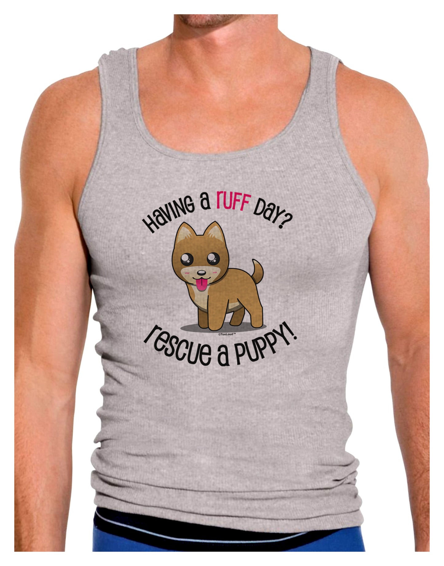 Rescue A Puppy Mens Ribbed Tank Top-Mens Ribbed Tank Top-TooLoud-Heather-Gray-Small-Davson Sales