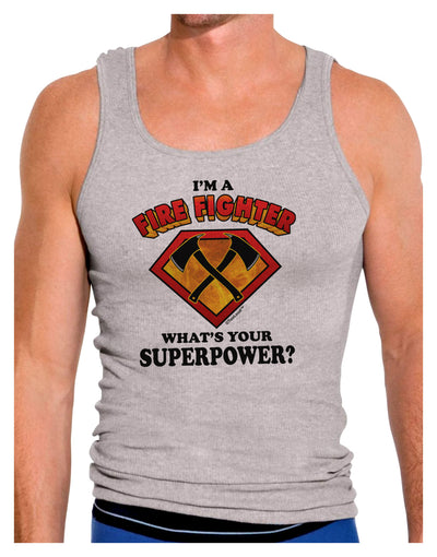 Fire Fighter - Superpower Mens Ribbed Tank Top-Mens Ribbed Tank Top-TooLoud-Heather-Gray-Small-Davson Sales