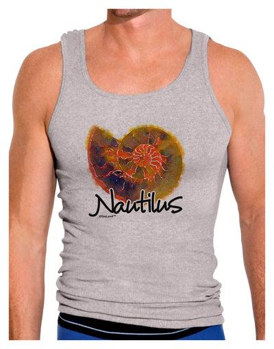 Nautilus Fossil Watercolor Text Mens Ribbed Tank Top-Mens Ribbed Tank Top-TooLoud-Heather-Gray-Small-Davson Sales