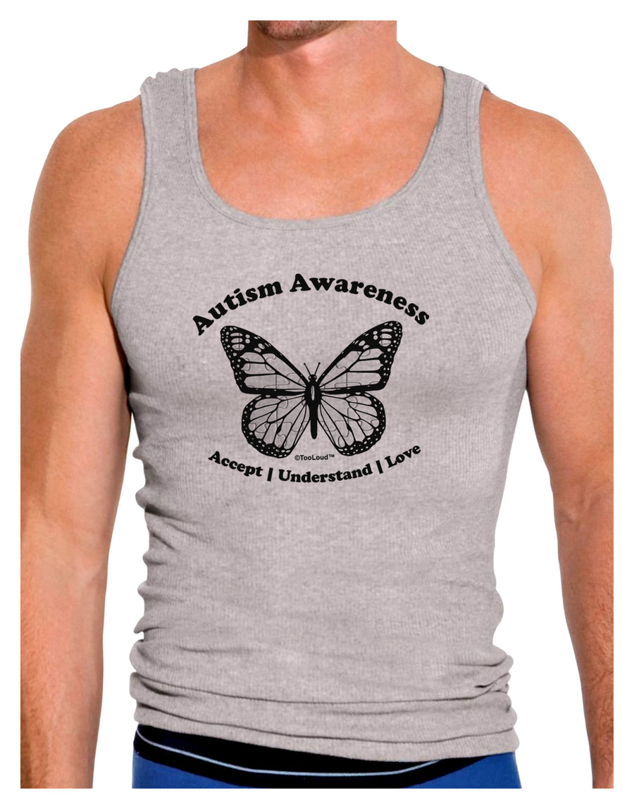 Autism Awareness - Puzzle Piece Butterfly 2 Mens Ribbed Tank Top-Mens Ribbed Tank Top-TooLoud-White-Small-Davson Sales
