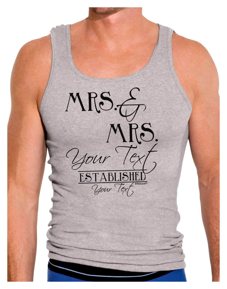 Personalized Mrs and Mrs Lesbian Wedding - Name- Established -Date- Design Mens Ribbed Tank Top-Mens Ribbed Tank Top-TooLoud-White-Small-Davson Sales