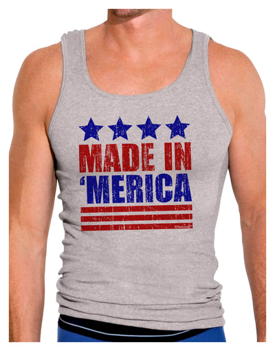 Made in Merica - Stars and Stripes Color Design Mens Ribbed Tank Top-Mens Ribbed Tank Top-TooLoud-Heather-Gray-Small-Davson Sales