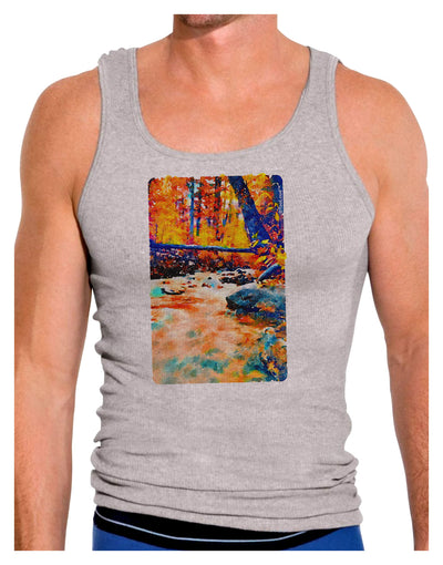 Mt Shavano Colorado Watercolor Mens Ribbed Tank Top-Mens Ribbed Tank Top-TooLoud-Heather-Gray-Small-Davson Sales