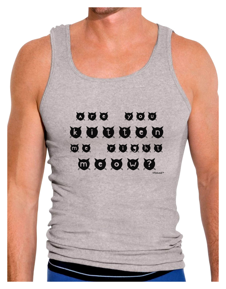 Are You Kitten Me Right Meow Cats Mens Ribbed Tank Top-Mens Ribbed Tank Top-TooLoud-White-Small-Davson Sales