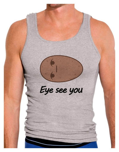 Potato - Eye See You Mens Ribbed Tank Top-Mens Ribbed Tank Top-TooLoud-Heather-Gray-Small-Davson Sales