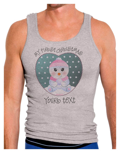 Personalized My First Christmas Snowbaby Girl Mens Ribbed Tank Top-Mens Ribbed Tank Top-TooLoud-Heather-Gray-Small-Davson Sales